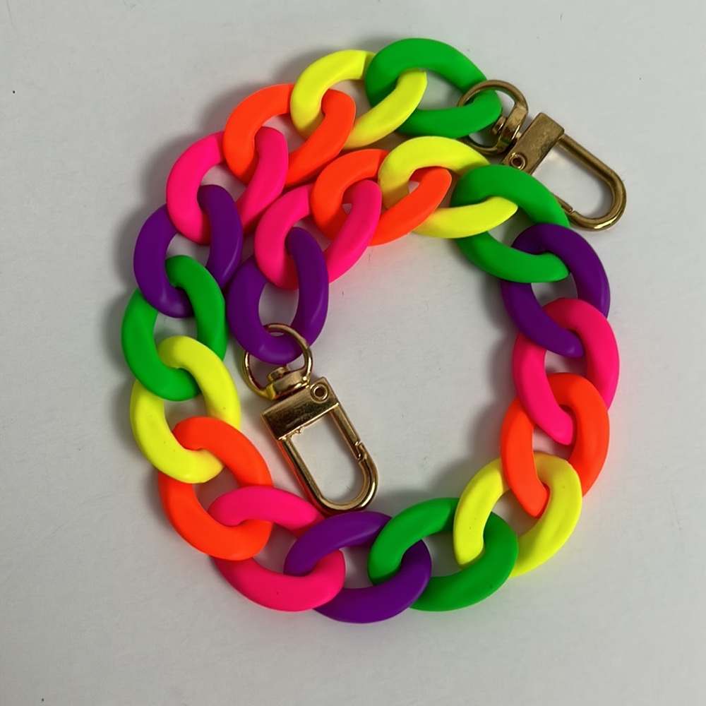 Acrylic smooth finish chain link strap, neon rainbow
